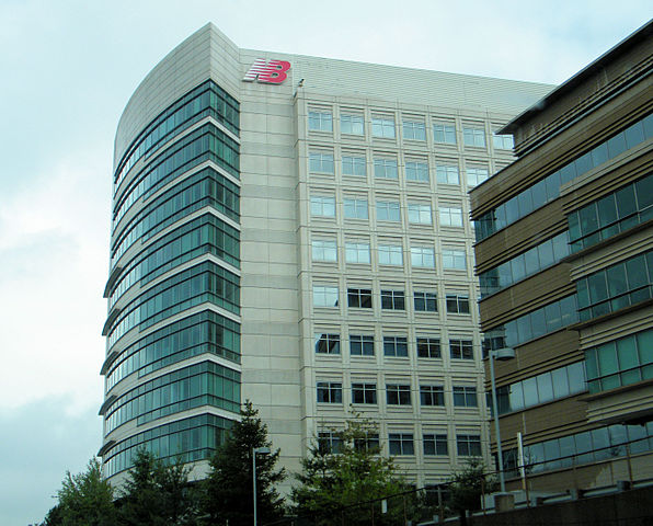 New Balance headquarters in Boston, next to the Massachusetts Turnpike.